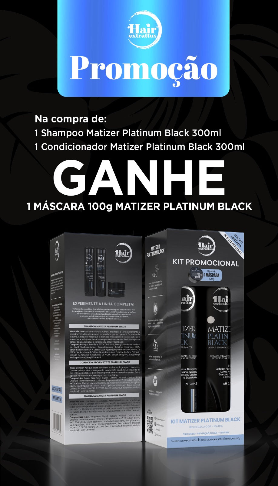 Kit Matizer Platinum Black promocional | Hair Extrattus