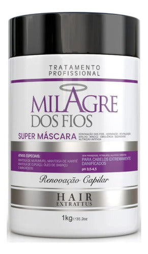 Super Máscara Milagre Dos Fios 1kg + Oil Argan | Hair Estrattus