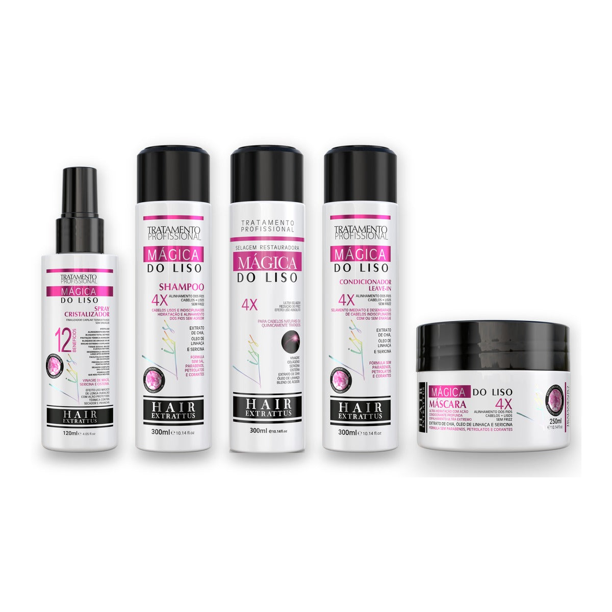 Kit Mágica do Liso Hair Extrattus Selagem Shampoo Spray 5un