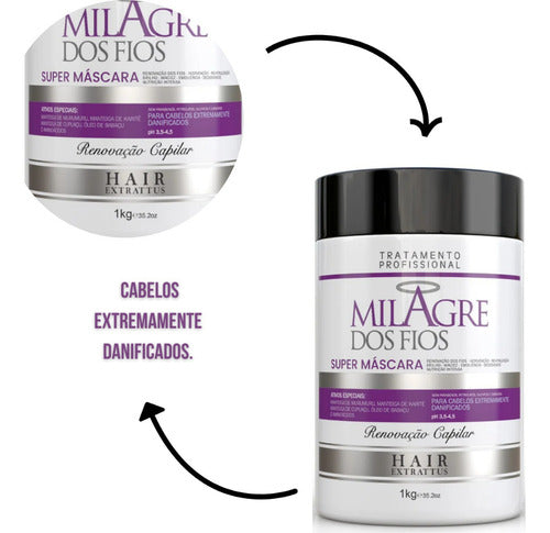 Super Máscara Milagre Dos Fios 1kg + Oil Argan | Hair Estrattus