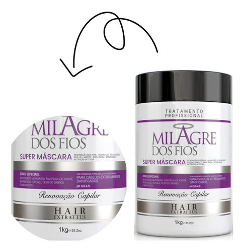 Super Máscara Milagre Dos Fios 1kg + Oil Argan | Hair Estrattus