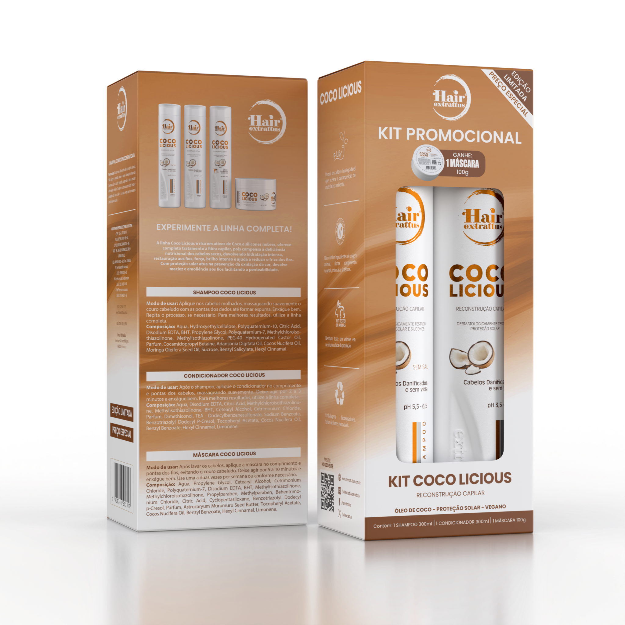 Kit Promocional Cocolicious Hair Extrattus – Shampoo + Condicionador + Máscara 100g Grátis