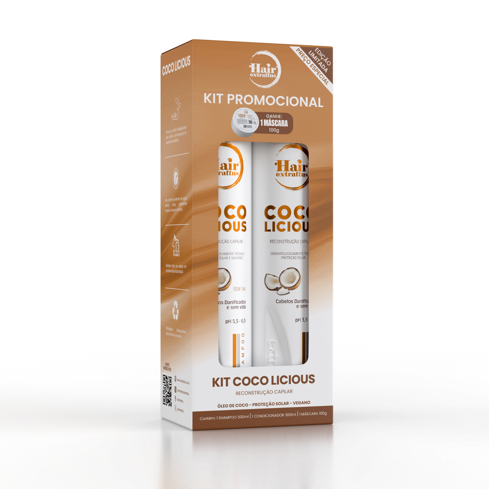 Kit Promocional Cocolicious Hair Extrattus – Shampoo + Condicionador + Máscara 100g Grátis
