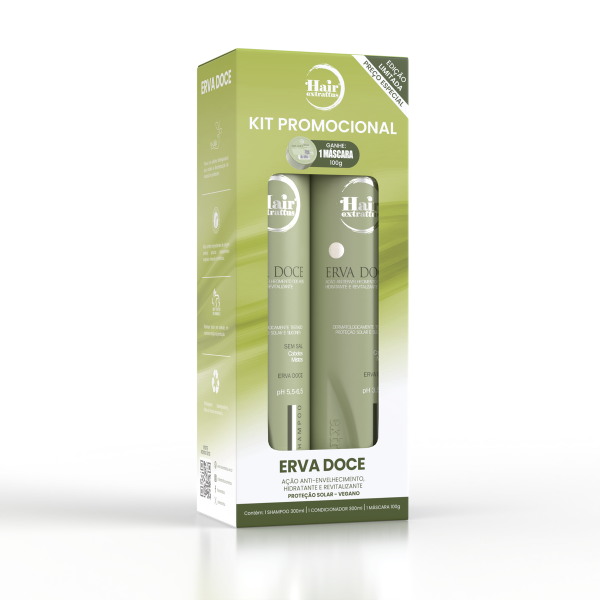 Kit Promocional Erva Doce - Shampoo + Condicionador + Máscara - Hair Extrattus