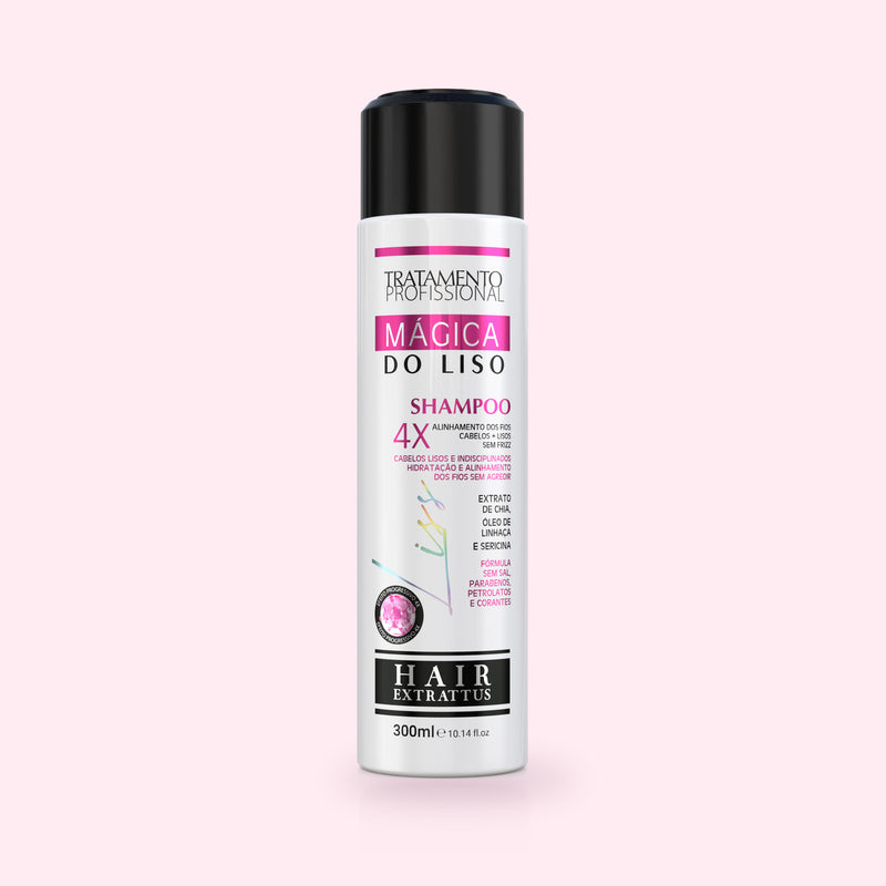 Kit Completo Mágica do Liso Hair Extrattus ? Shampoo + Máscara + Condicionar Leave-in + Spray Cristalizador